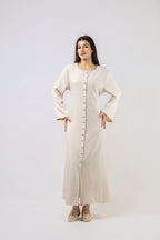 Robe Longue Boutonnée à Manches Évasées