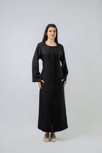 Robe Longue Boutonnée à Manches Évasées