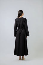 Robe Longue Boutonnée à Manches Évasées
