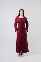 Robe Longue Boutonnée à Manches Évasées