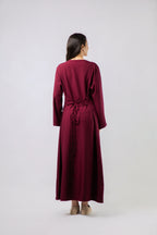 Robe Longue Boutonnée à Manches Évasées