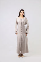 Robe Longue Boutonnée à Manches Évasées
