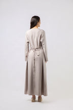 Robe Longue Boutonnée à Manches Évasées