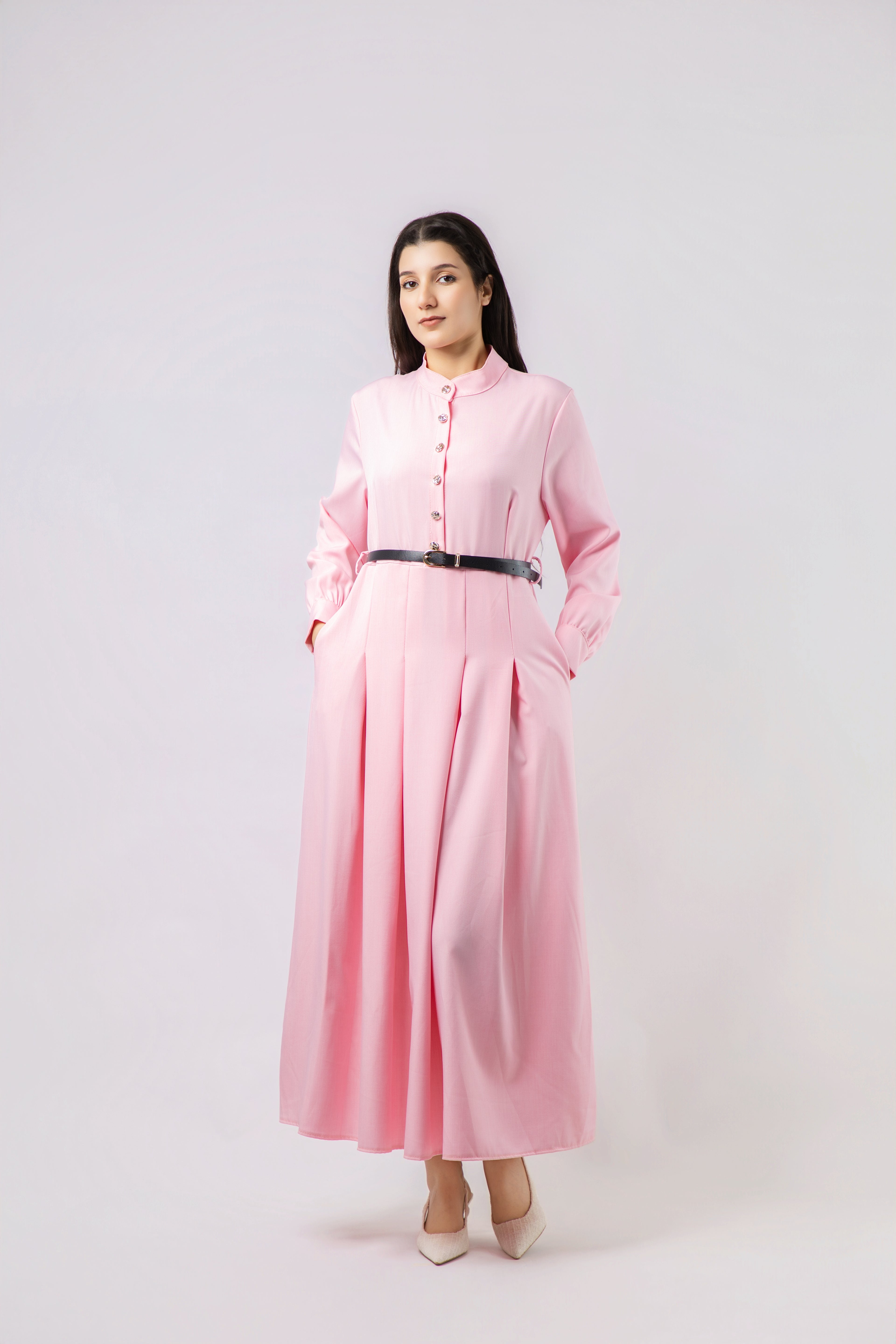 Robe Longue Élégante à Plis