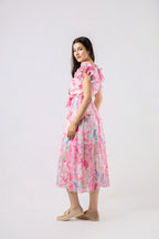 Robe Longue Fluide à Imprimé Abstrait