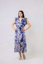 Robe Longue Fluide à Imprimé Abstrait