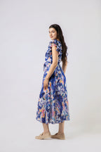 Robe Longue Fluide à Imprimé Abstrait