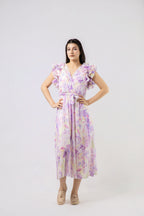 Robe Longue Fluide à Imprimé Abstrait
