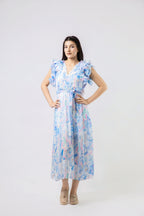 Robe Longue Fluide à Imprimé Abstrait