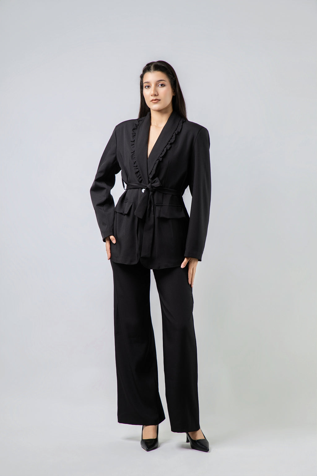 Ensemble Tailleur Pantalon à Volants