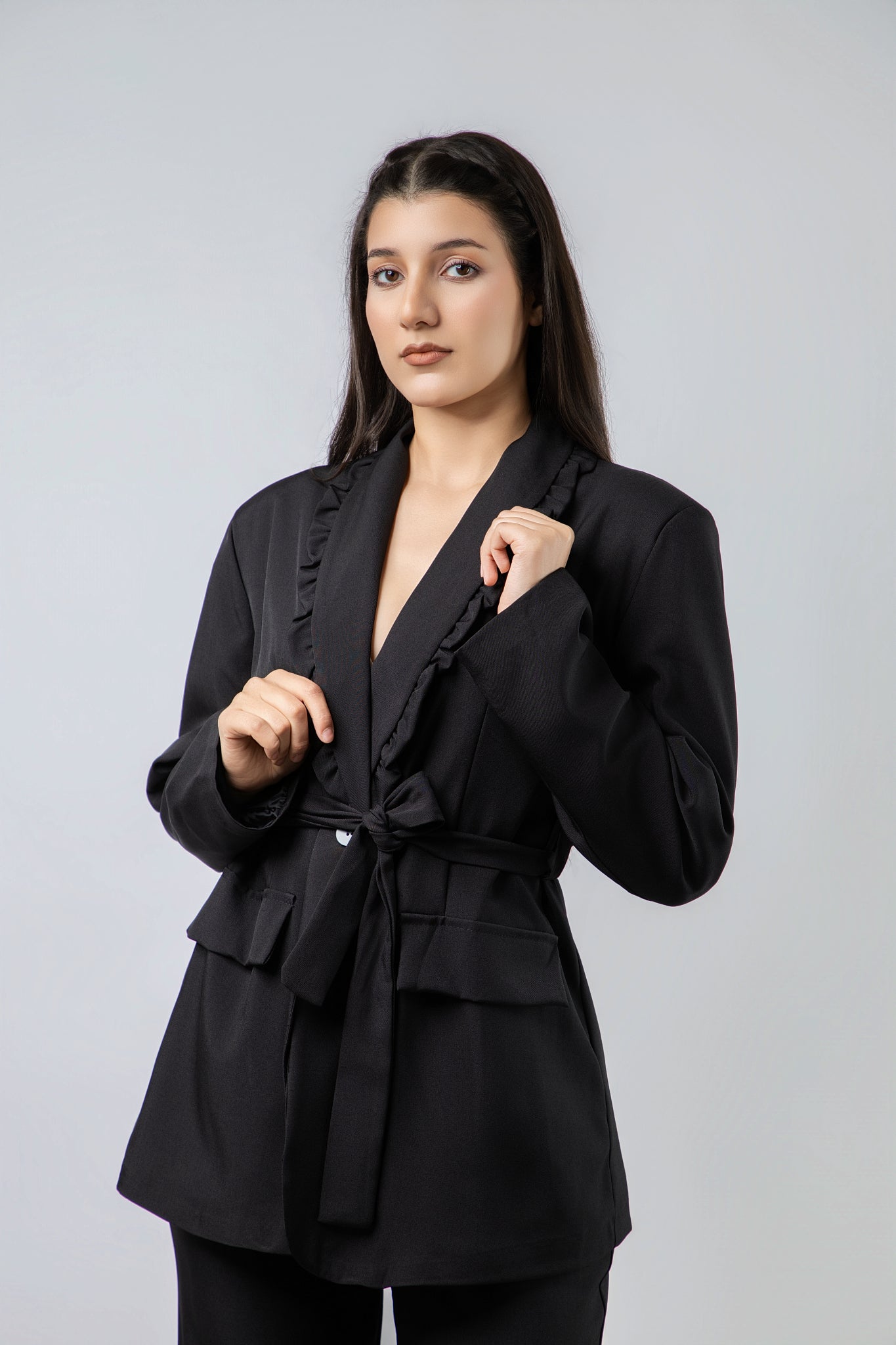 Ensemble Tailleur Pantalon à Volants