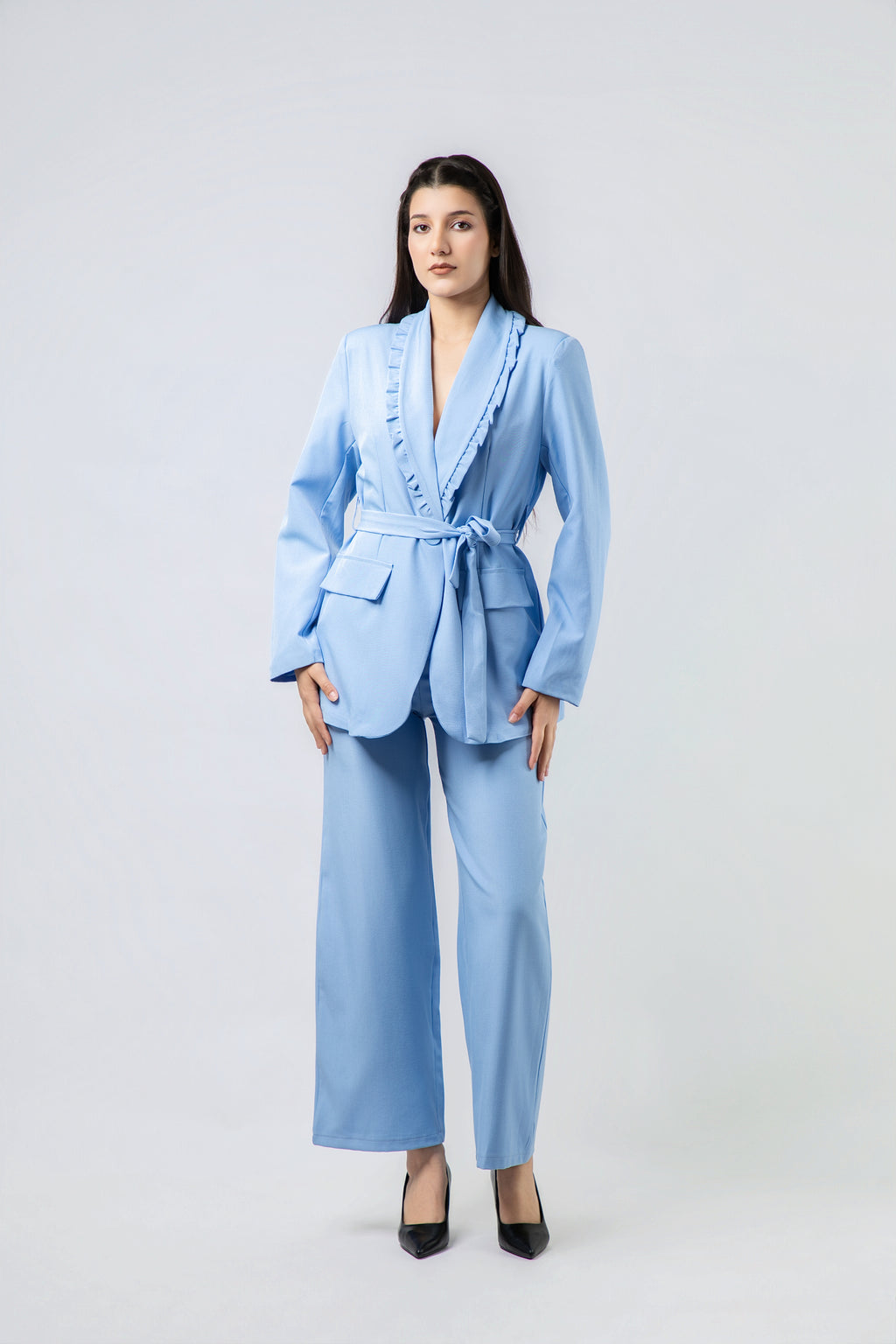 Ensemble Tailleur Pantalon à Volants