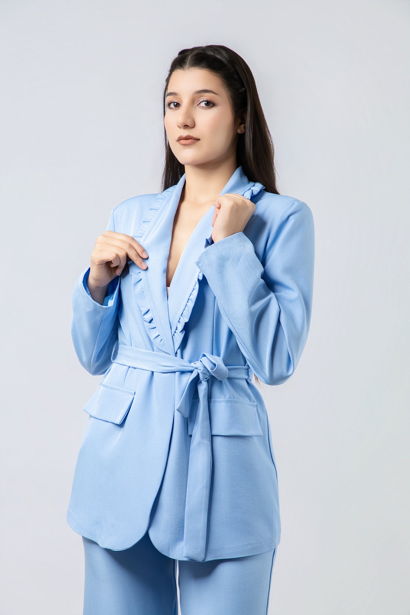 Ensemble Tailleur Pantalon à Volants