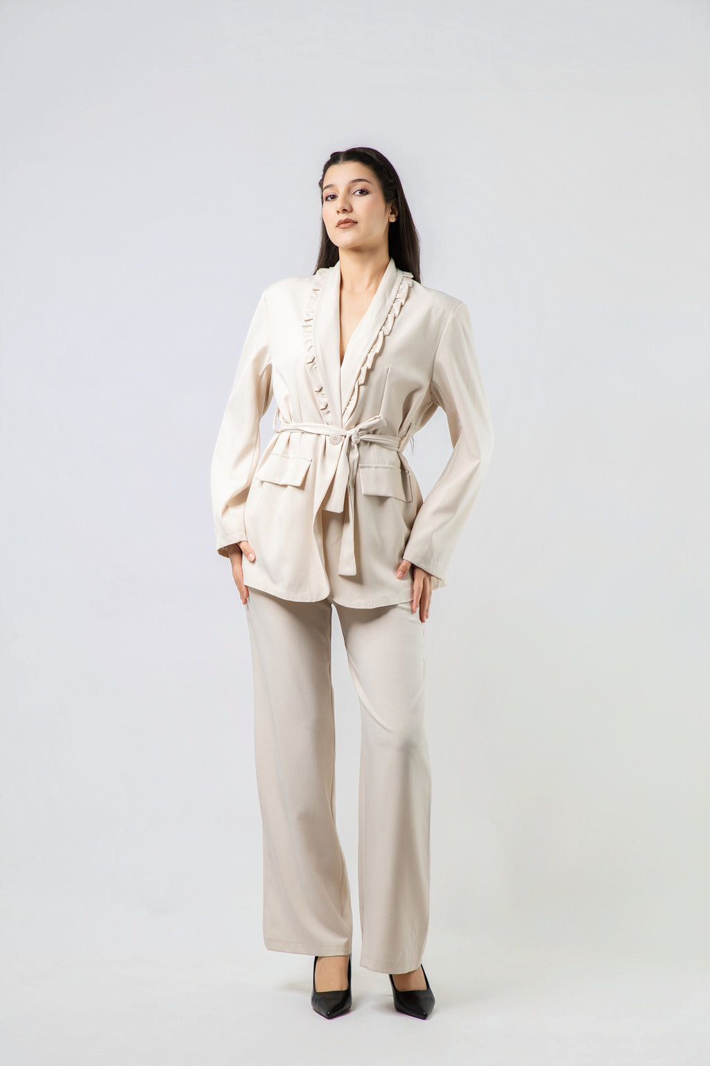 Ensemble Tailleur Pantalon à Volants