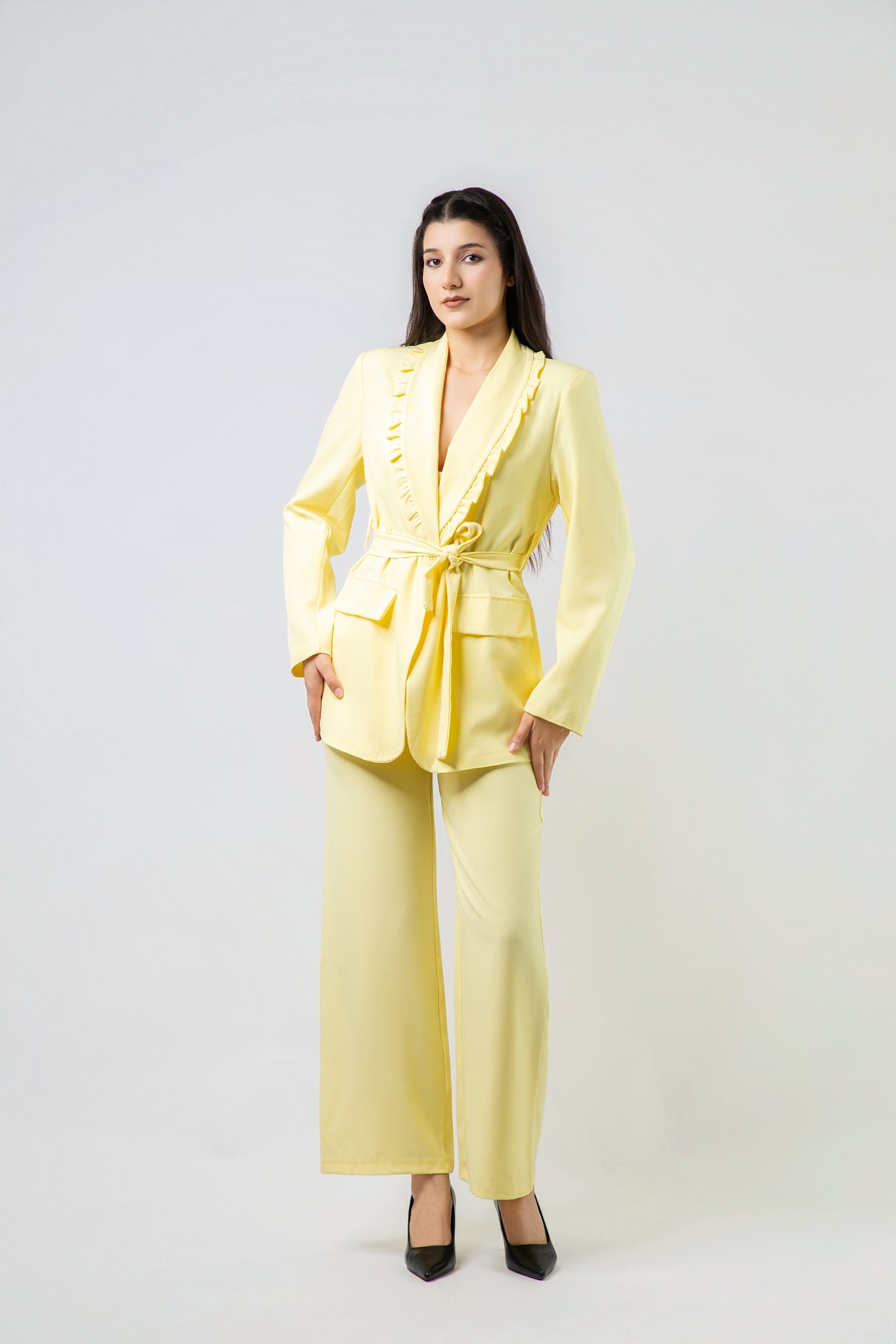 Ensemble Tailleur Pantalon à Volants