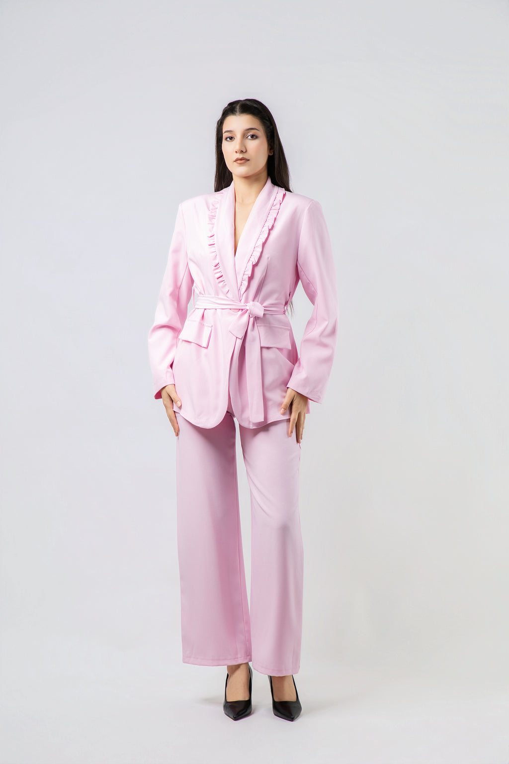 Ensemble Tailleur Pantalon à Volants
