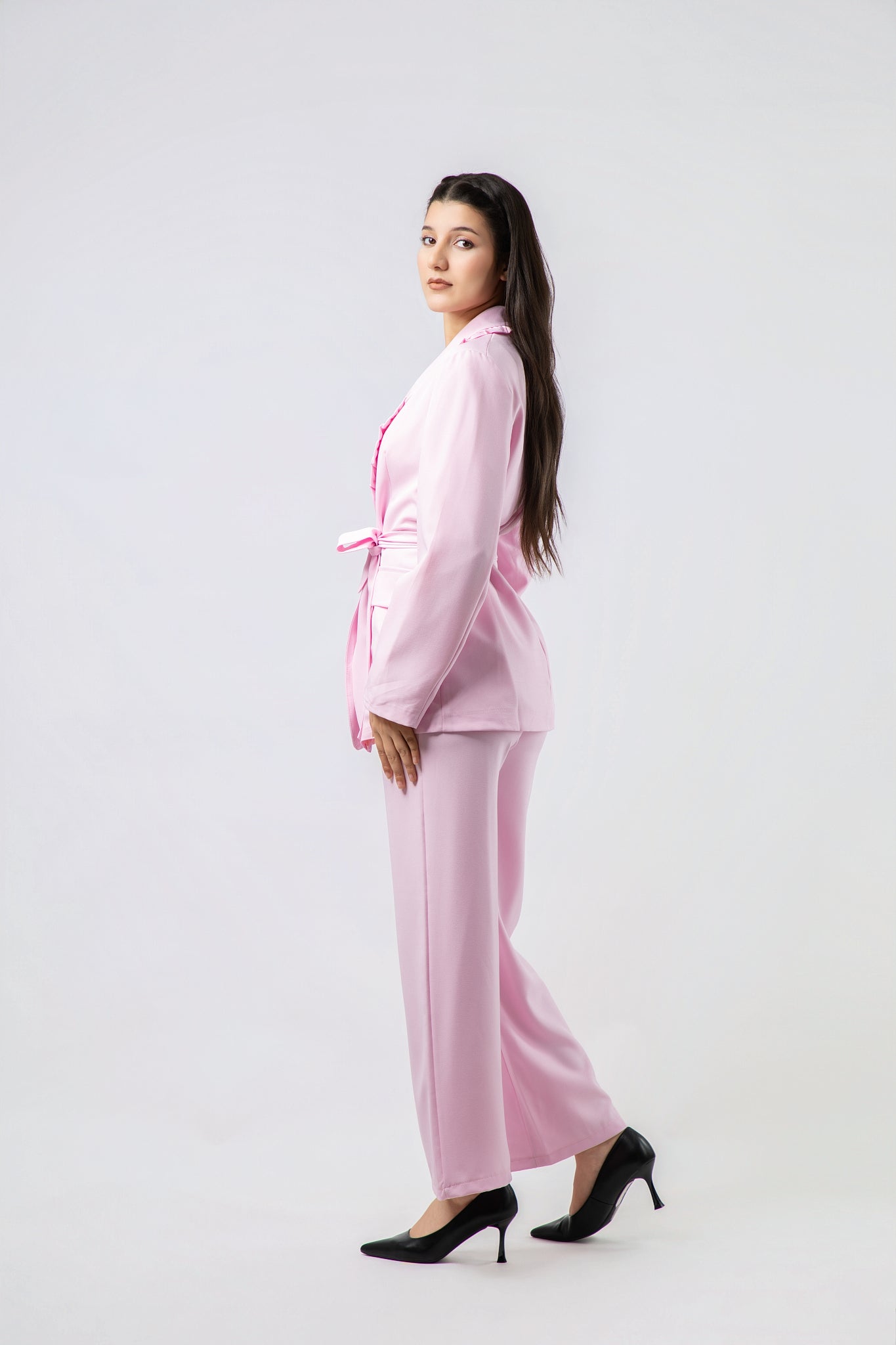 Ensemble Tailleur Pantalon à Volants
