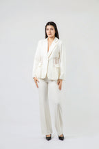 Ensemble Tailleur Pantalon à Détails Dentelle
