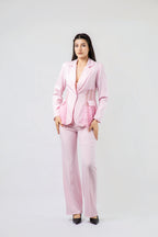 Ensemble Tailleur Pantalon à Détails Dentelle