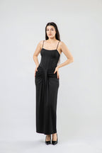Robe Longue Corsetée à Drapé Élégant