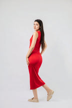 Robe Midi Ajustée à Boutonnage Central