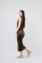 Robe Midi Ajustée à Boutonnage Central