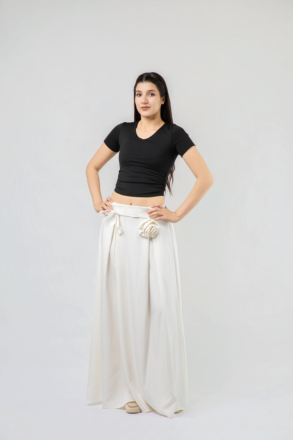 Jupe Longue Fluide à Taille Élastiquée