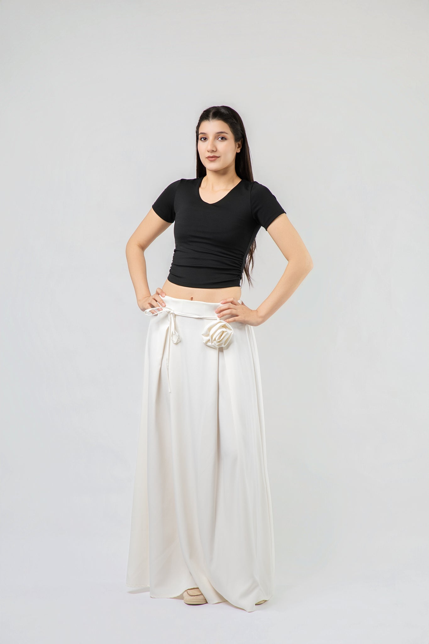 Jupe Longue Fluide à Taille Élastiquée