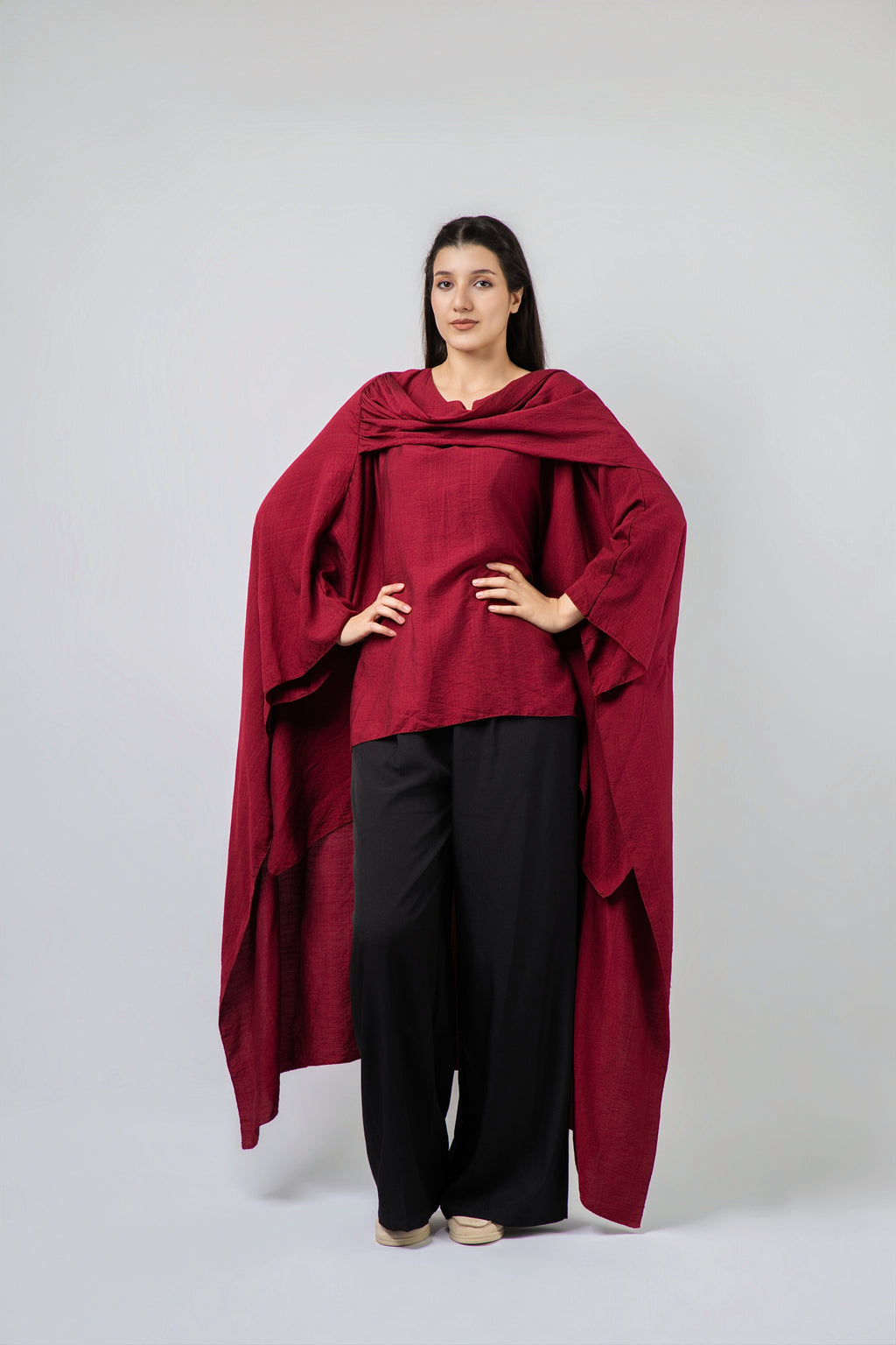 Poncho drapé texturé