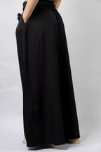Pantalon Large à Taille Haute avec Détails Artisanaux