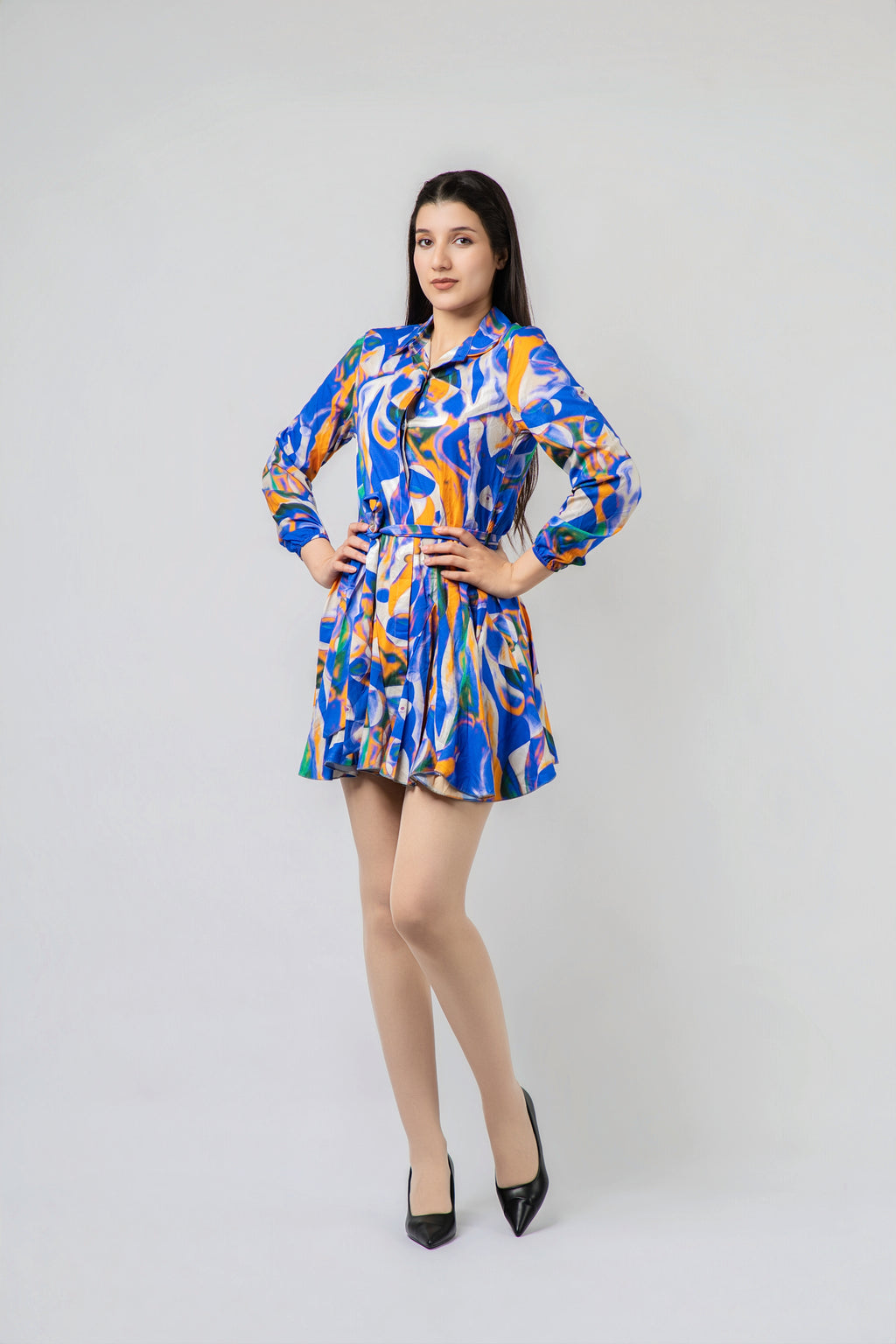 Robe Chemise Imprimée à Volants