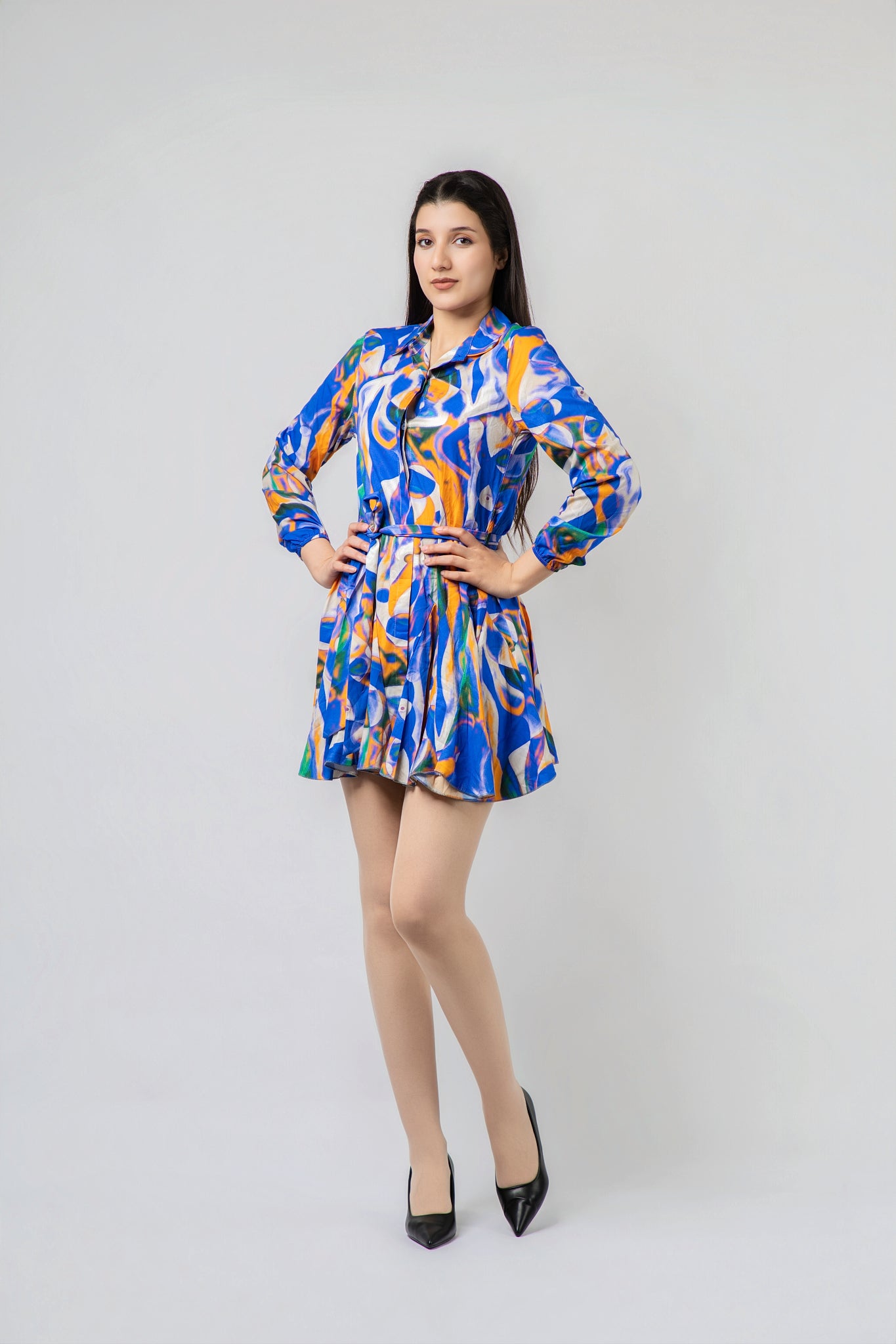 Robe Chemise Imprimée à Volants