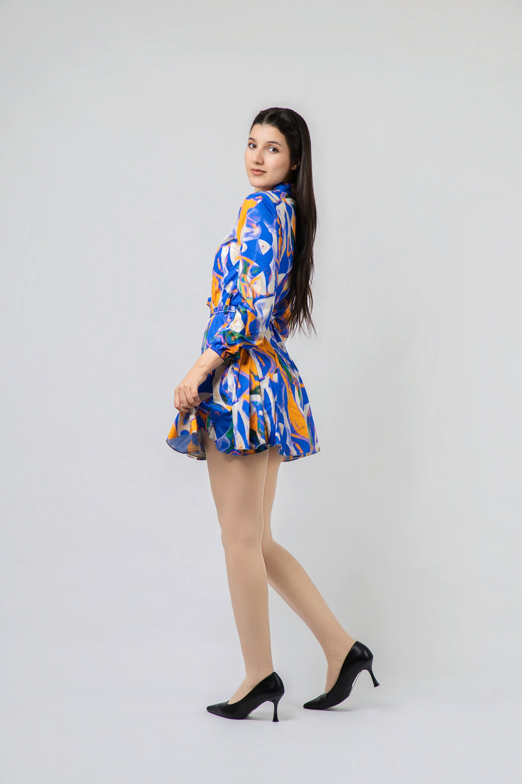 Robe Chemise Imprimée à Volants