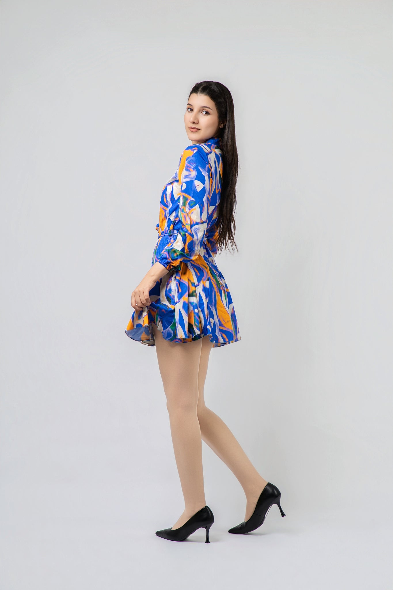 Robe Chemise Imprimée à Volants