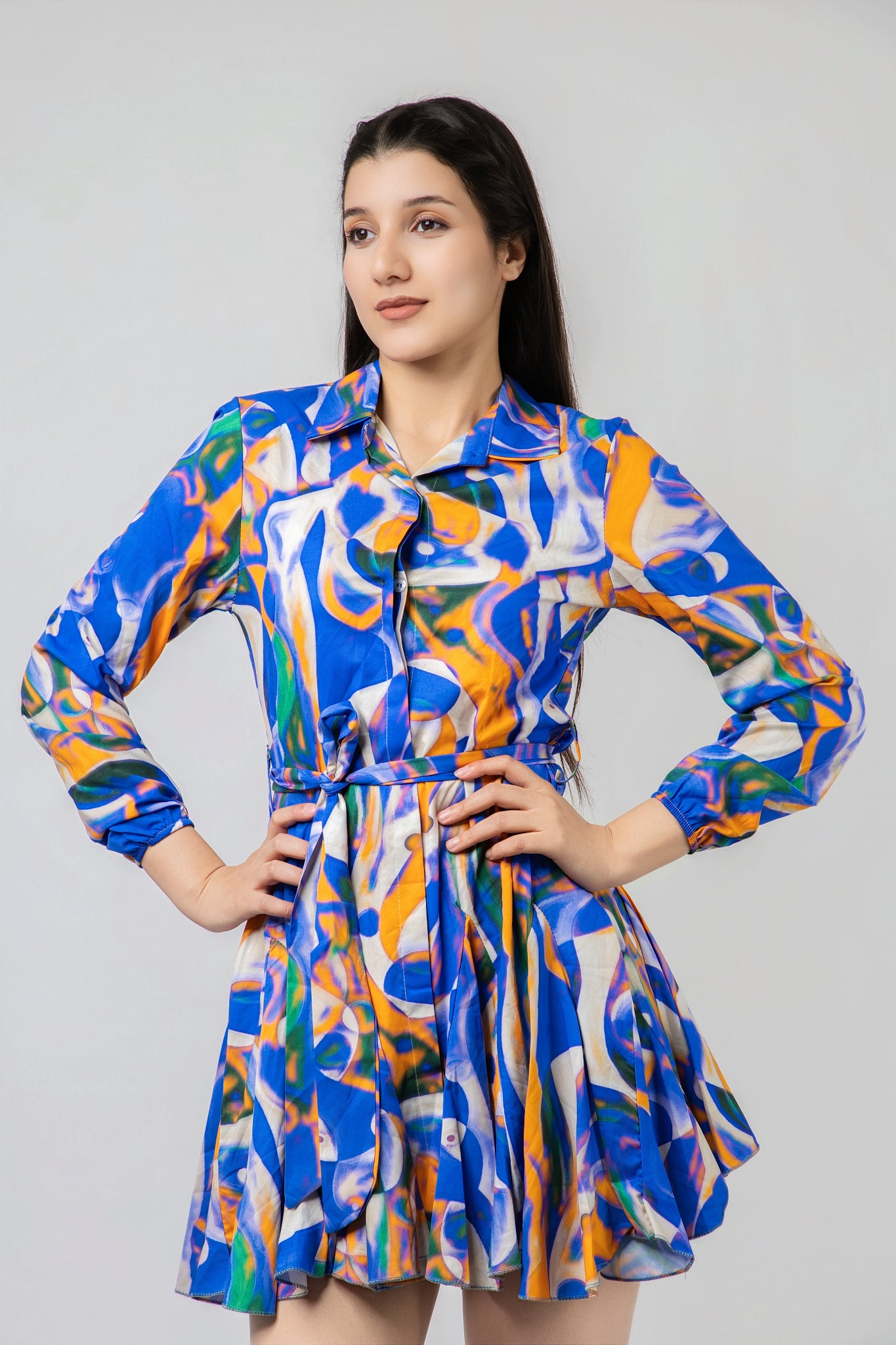 Robe Chemise Imprimée à Volants