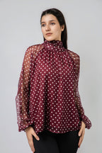 Blouse à Pois en Mousseline Éthérée