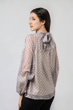 Blouse à Pois en Mousseline Éthérée