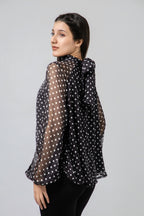 Blouse à Pois en Mousseline Éthérée